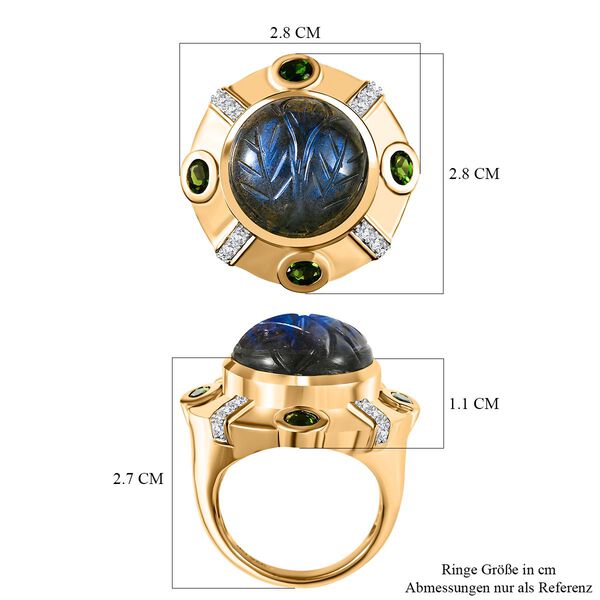 GP Italian Garden Kollektion- Labradorit, Chromdiopsid, Zirkon und blauer Saphir-Ring - 13,06 ct. image number 7