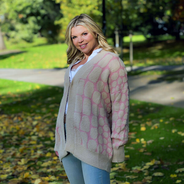 Cardigan Damen, Beige und rosa image number 0