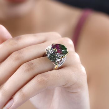 GP Trionfo Kollektion- Wassermelonen Quarz Triplett, roter Granat und Mehrfach-Edelstein-Ring - 15,59 ct.