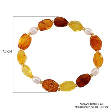 Flexibles S&uuml;&szlig;wasserperle und Bernstein Armband, 18cm