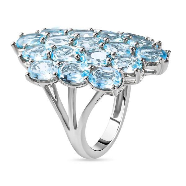 Himmelblauer Topas-Ring in platiniertem Silber - 7,40 ct. image number 4