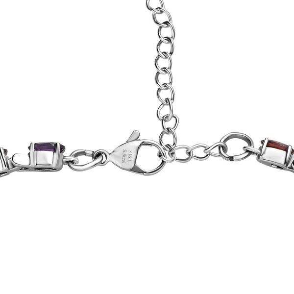 5er Set- Mehrfarbiger Armband, Ohrringe, Anh&auml;nger mit Kette (ca. 50 cm) und Ring (Gr&ouml;&szlig;e 19.00), Schmuckset, Reiner Edelstahl ca. 22.40 ct image number 10