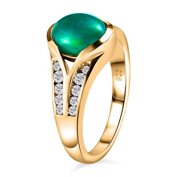 AA grüner äthiopischer Welo Opal und Zirkon-Ring - 1,42 ct. image number 5