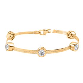 J Francis gefertigt mit SWAROVSKI-  Swarovski Zirkonia Armband, 19cm, 925 Silber 750 Gelbgold Vermeil