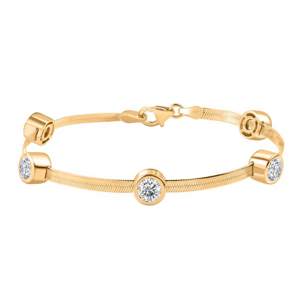 J Francis gefertigt mit SWAROVSKI-  Swarovski Zirkonia Armband, 19cm, 925 Silber 750 Gelbgold Vermeil image number 0