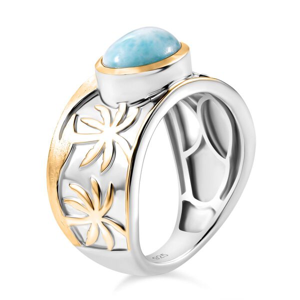 Zweifarbiger AA nat&uuml;rlicher gr&uuml;ner Larimar Ring - 2,42 ct. image number 4
