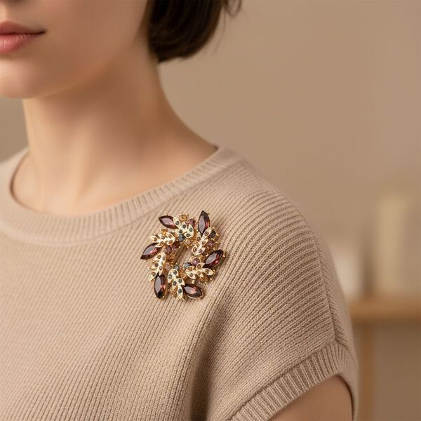 Mehrfarbiger Kristall Brosche  Gelb image number 3