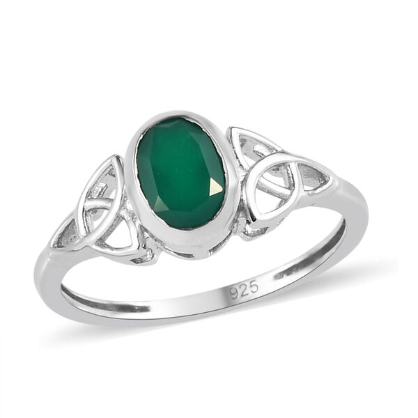 Gr&uuml;ner Onyx Ring 925 Silber platiniert  ca. 0,81 ct image number 4