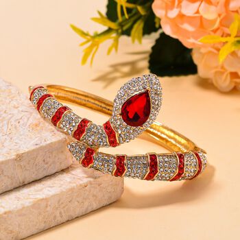 Roter und wei&szlig;er Kristall-Armreif, 18 cm