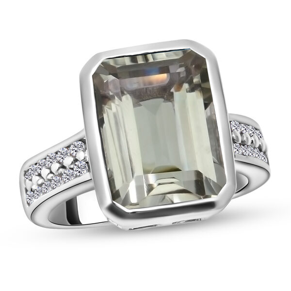 Prasiolith und Zirkon-Ring, 925 Silber platiniert  ca. 7,28 ct image number 2