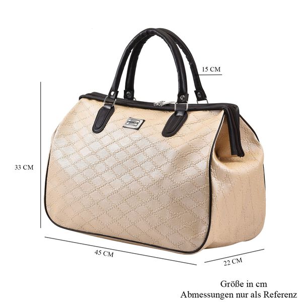 PASSAGE Weekender Reisetasche mit Rautenmuster, Cremefarben image number 7