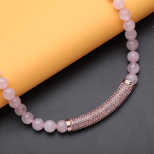 Rosenquarz und rosa Kristall-Halskette, 49,5 cm - 228,50 ct. image number 2