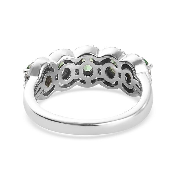 Tsavorit Granat und Zirkon Ring 925 Silber Platin-&Uuml;berzug image number 5
