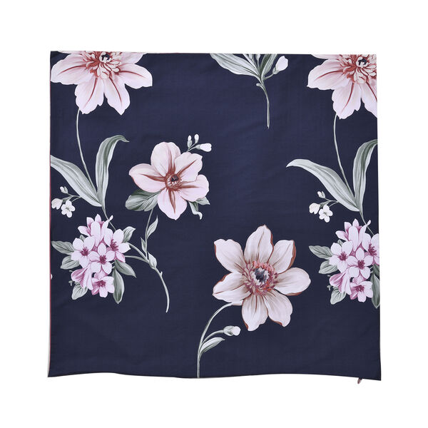 2er-Set, 3D Digitaldruck Bettbezug und Kissenbezug, Größe 135x200 cm und 80x80 cm, Blumenmuster, Dunkelblau image number 3