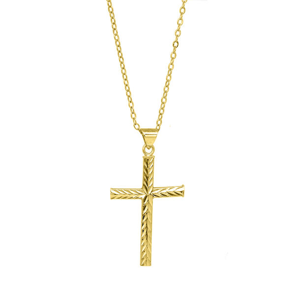 Kreuz-Anh&auml;nger mit Kette, ca. 45 cm, 925 Silber vergoldet