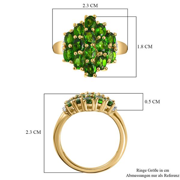 Nat&uuml;rlicher Chromdiopsid und wei&szlig;er Zirkon Ring, 925 Silber vergoldet (Gr&ouml;&szlig;e 17.00) ca. 2,79 ct image number 7
