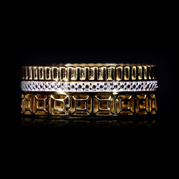 Wei&szlig;er Diamant P Ring 925 Silber Gelbgold Vermeil (Gr&ouml;&szlig;e 18.00) image number 1