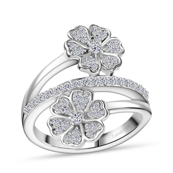 LUXURIANT SI Labor Diamant floraler Bypass-Ring, 925 Silber rhodiniert - 0,50 ct. image number 4