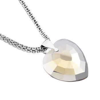 Herz mystisch gef&auml;rbt und wei&szlig;e Kristall-Halskette, 50cm