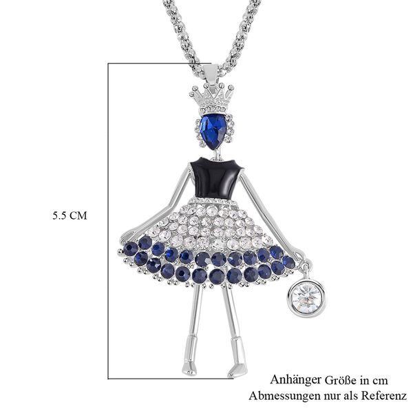 Emaillierte blaue und wei&szlig;e Kristall-Halskette, 70+5 cm image number 7