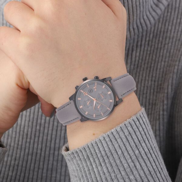 STRADA -Uhr mit grauem Lederband, 23 cm, ca. 29,00g image number 3