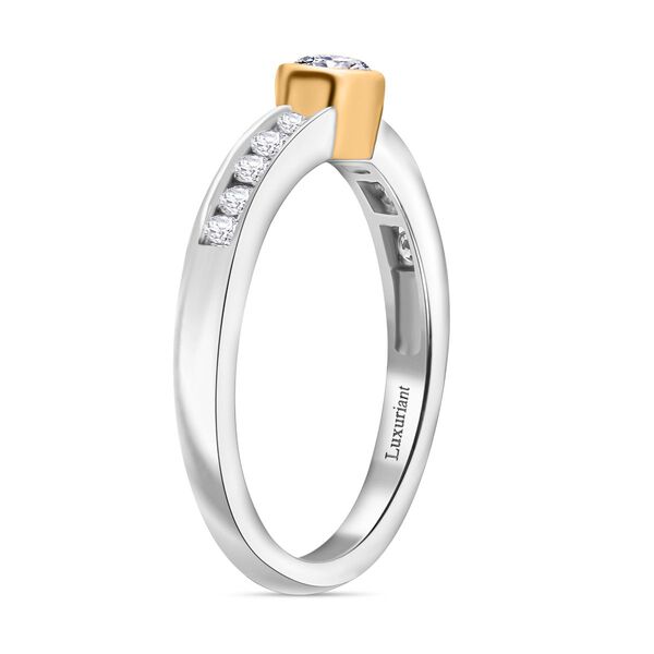 LUXURIANT DIAMOND - Lab Grown Diamant SI-GH Ring 925 Silber Rhodiniert und 750 Gelbgold Vermeil (Größe 18.00) ca. 0.50 ct image number 3