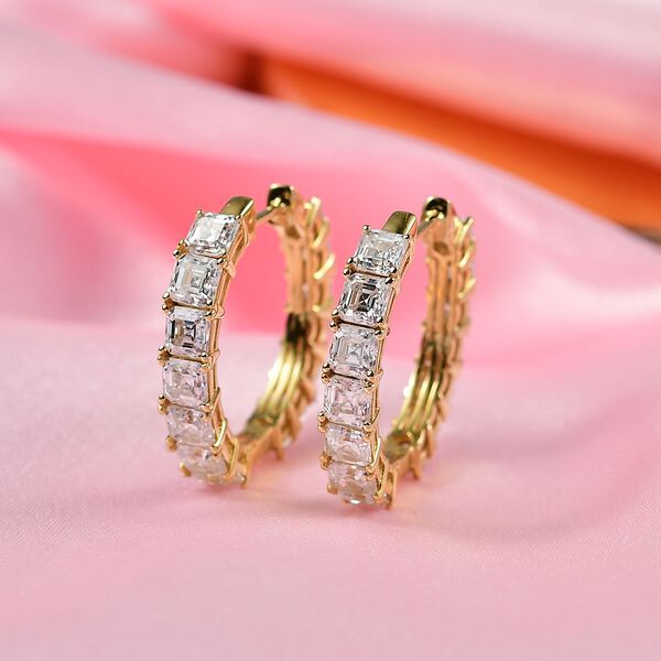 D'Joy Moissanit Ohrringe 925 Silber 750 Gelbgold Vermeil ca. 7.06 ct image number 1