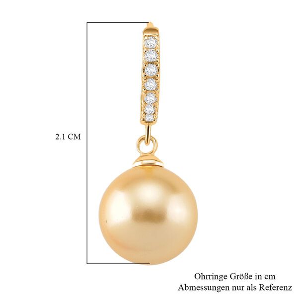 Goldene Muschelkernperle und Zirkonia Ohrringe image number 6