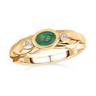 Kagem Sambischer Smaragd, weißer Zirkon Ring, 925 Silber vergoldet (Größe 16.00) ca. 0.49 ct image number 3