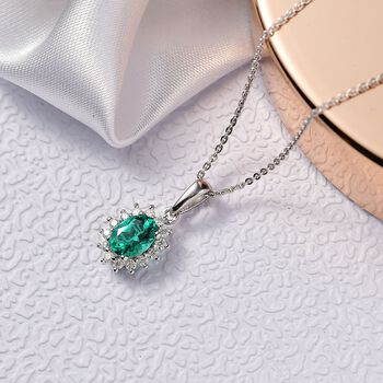 Luxuriant - AAA Lab Grown Kolumbianischer Smaragd, Moissanit Schmuckset ca. 50 cm 925 Silber rhodiniert ca. 0.90 ct