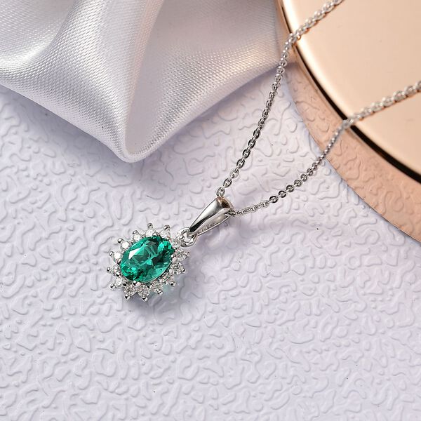 Luxuriant - AAA Lab Grown Kolumbianischer Smaragd, Moissanit Schmuckset ca. 50 cm 925 Silber rhodiniert ca. 1.08 ct image number 2