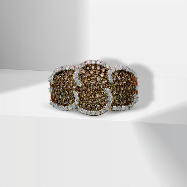 Nat&uuml;rlicher Champagner und wei&szlig;er Diamant-Ring - 1 ct. image number 2