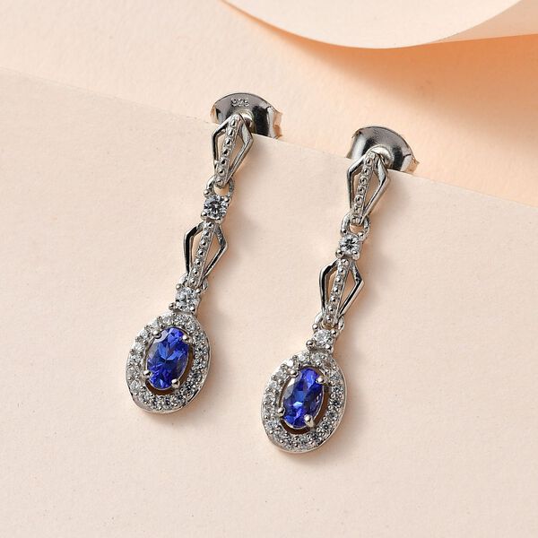 AAA Tansanit und Zirkon Ohrringe - 0,95 ct. image number 2