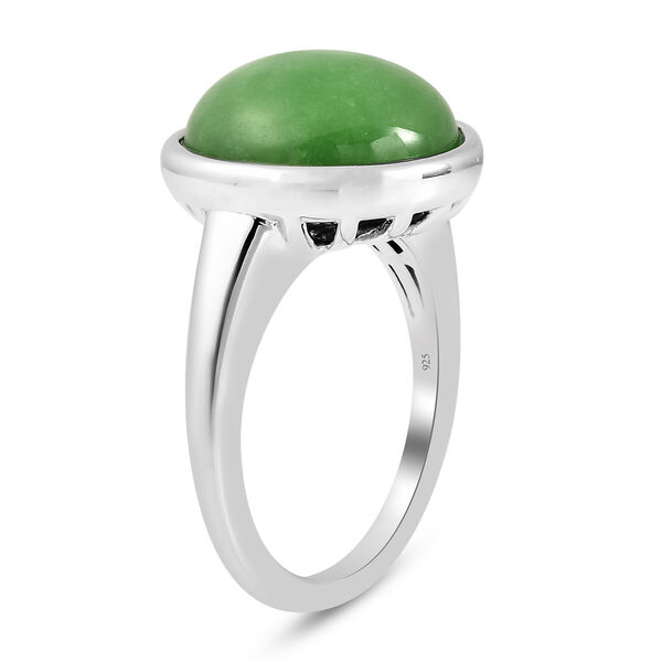 Grüne Jade Solitär Ring 925 Silber Rhodium-Überzug image number 4