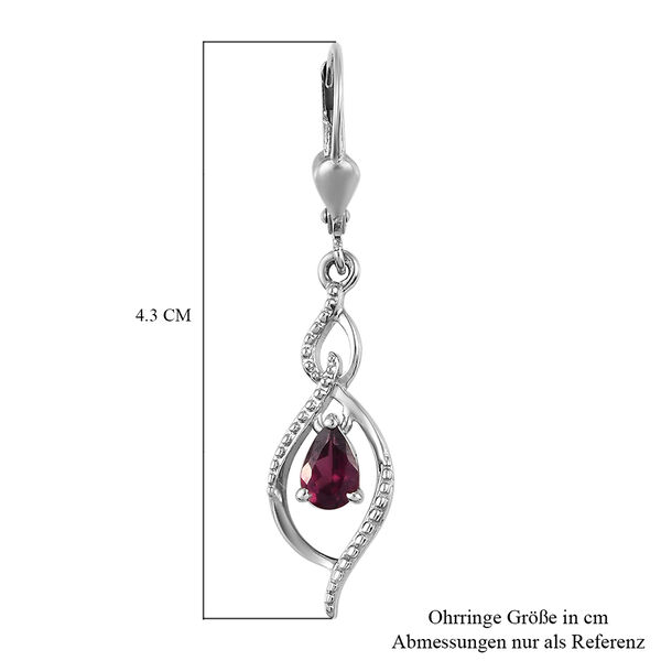 Rhodolith Granat Solit&auml;r Ohrh&auml;nger in Silber 1,00 Ct image number 6