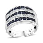 Kanchanaburi Blauer Saphir Ring 925 Silber rhodiniert (Gr&ouml;&szlig;e 19.00) ca. 2,28 ct