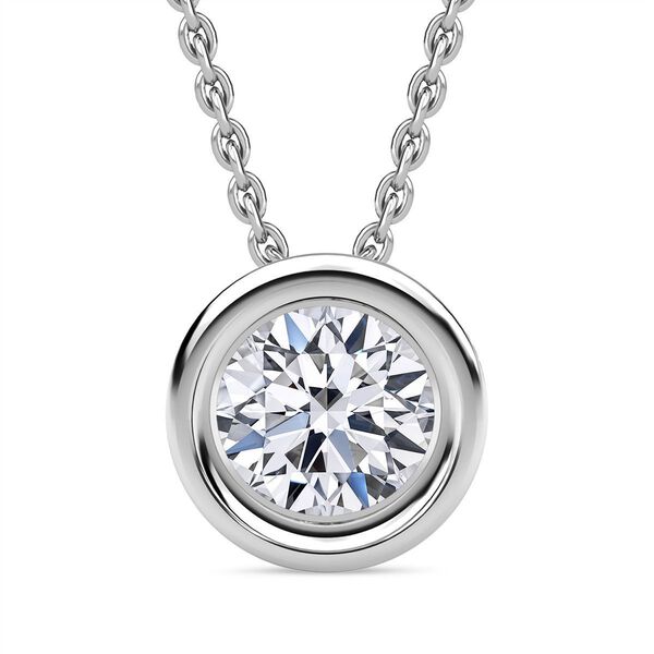 LUXURIANT VS-EF Labor Diamant Anh&auml;nger mit 50cm Kette, 925 Silber platiniert- 0,25 ct.