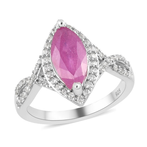 Premium Ilakaka rosa Saphir und Zirkon Ring, 925 Silber platiniert image number 5