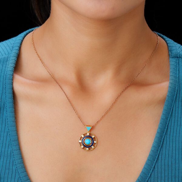 Natürlicher Sleeping Beauty Türkis und Zirkon-Anhänger - 1,16 ct. image number 3