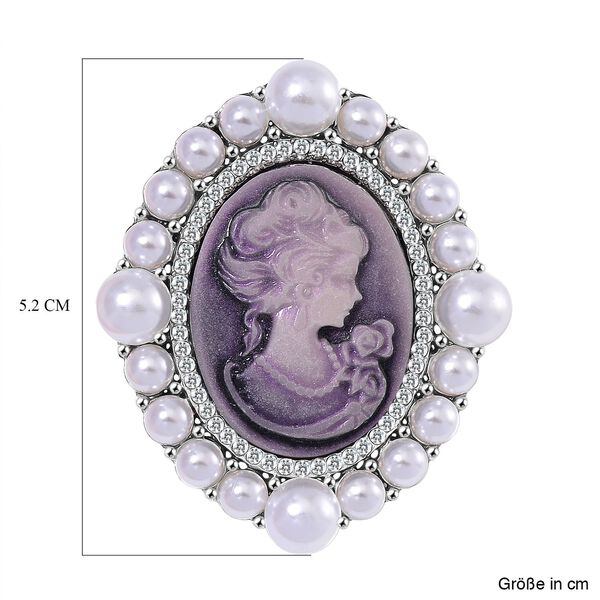 Kamee, Kunststoff Perle Brosche image number 5