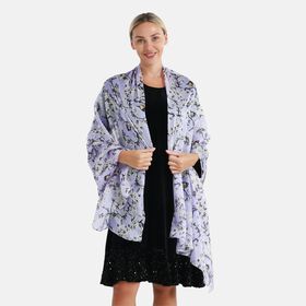  LA MAREY signature 100% silk scarf110*195cmweight:40gcolor:purple based with floral patternsMaterial:100% Mulberry silk