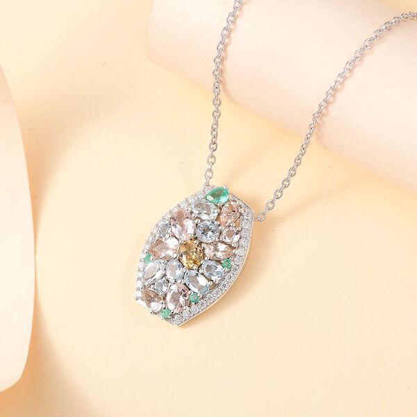 Multi-Edelstein Anhänger mit 50cm Kette - 4,34 ct. image number 9