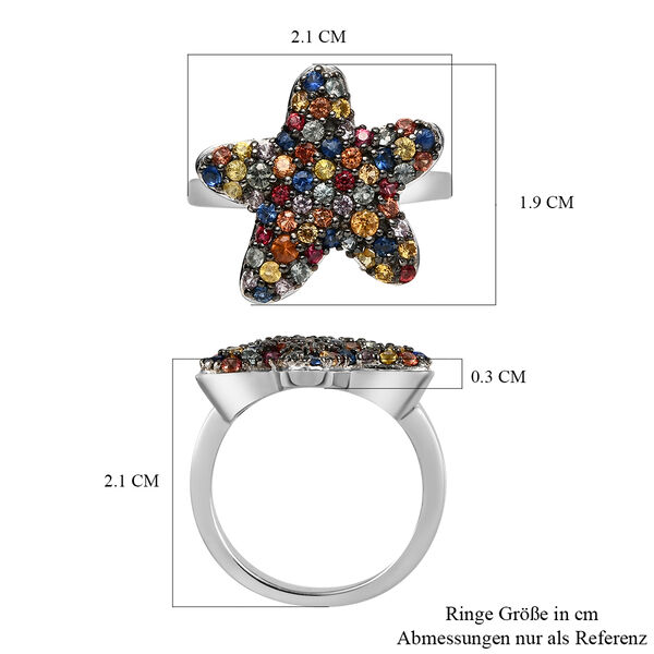 Mehrfarbiger Saphir-Ring, 925 Silber platiniert  ca. 1,38 ct image number 7