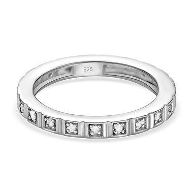 Weißer Diamant-Ring, 925 Silber platiniert  ca. 0,10 ct