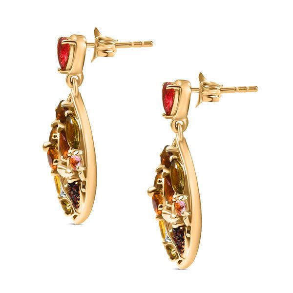 AA Mehrfarbig-Turmalin Ohrringe 925 Silber 750 Gelbgold Vermeil ca. 3,74 ct. image number 5