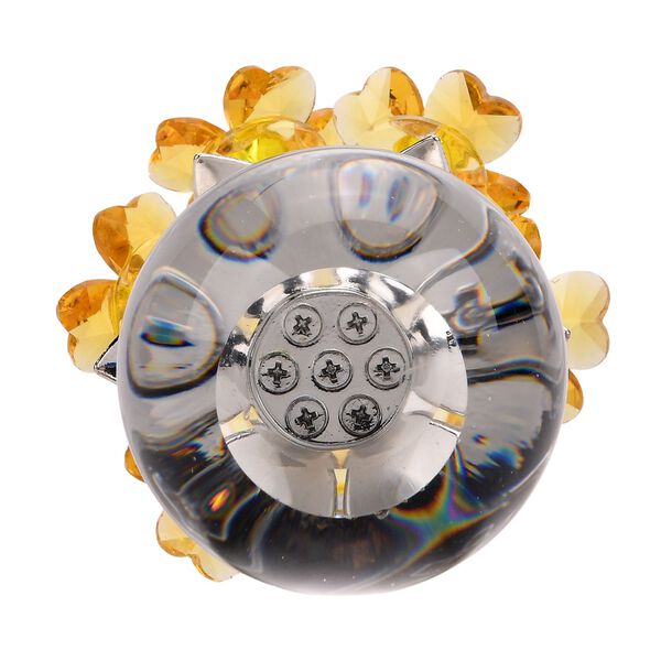 Kristallglas-Blume mit silberfarbenem Metallstiel, dekorativ geschliffen, 1x8 cm, Transparent Gelb image number 5