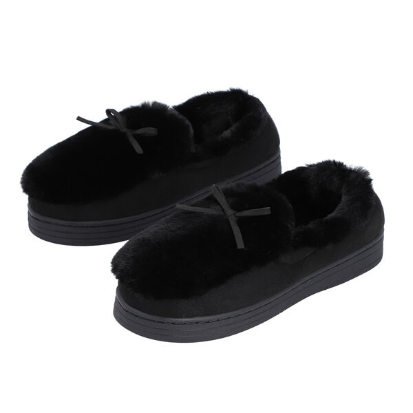 Kuschelige, warme Kunstfell Hausschuhe mit gepolsterter Sohle, Gr&ouml;&szlig;e 36-37, Schwarz image number 2