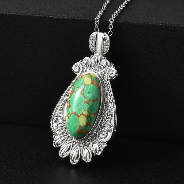 Grüner Türkis Anhänger mit 50cm Kette - 25 ct. image number 1