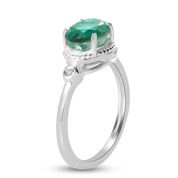 Smaragd-Triplett-Quarz und Zirkon-Ring, 925 Silber  ca. 1,72 ct image number 5