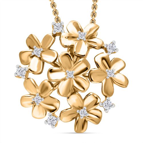 Weißer Diamant Anhänger,  925 Silber 750 Gelbgold Vermeil - 0,10 ct. image number 0